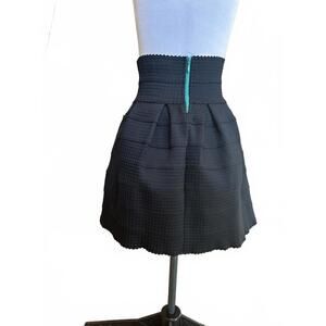 Anthropologie | Girls From Savoy | Black Textured A-Line Skirt with High Waist